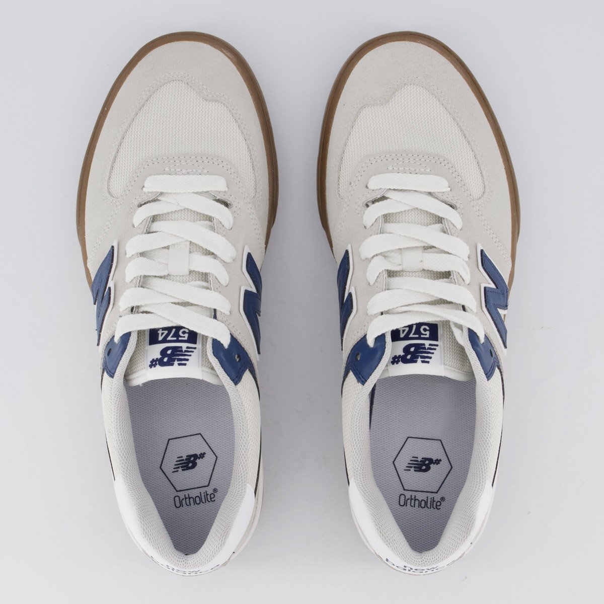 Tênis New Balance NM574 Off White e Azul Marinho Cinza 4