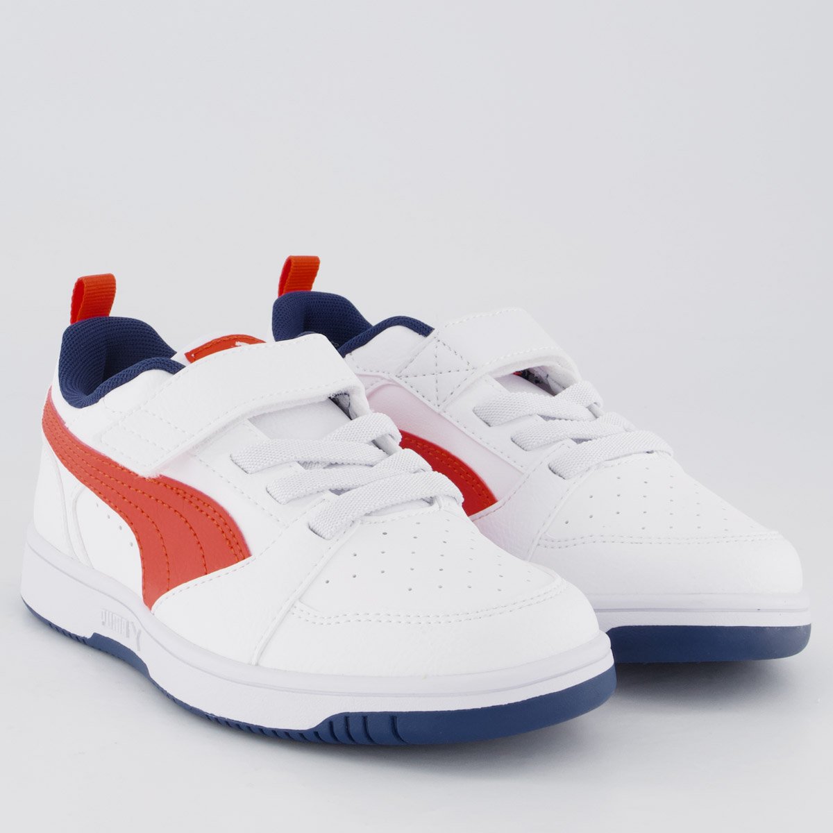 Tênis Puma Rebound V6 LO Juvenil Branco e Vermelho Branco 2
