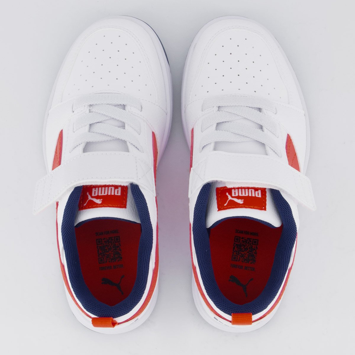 Tênis Puma Rebound V6 LO Juvenil Branco e Vermelho Branco 4