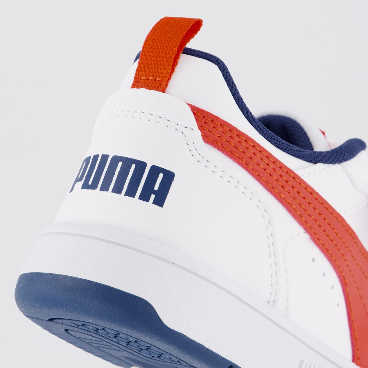 Tênis Puma Rebound V6 LO Juvenil Branco e Vermelho Branco 6