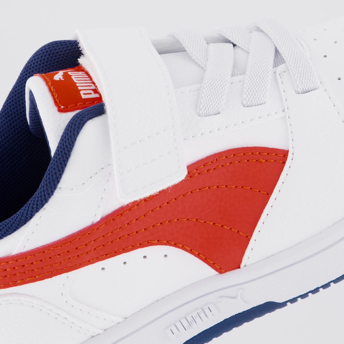 Tênis Puma Rebound V6 LO Juvenil Branco e Vermelho Branco 7