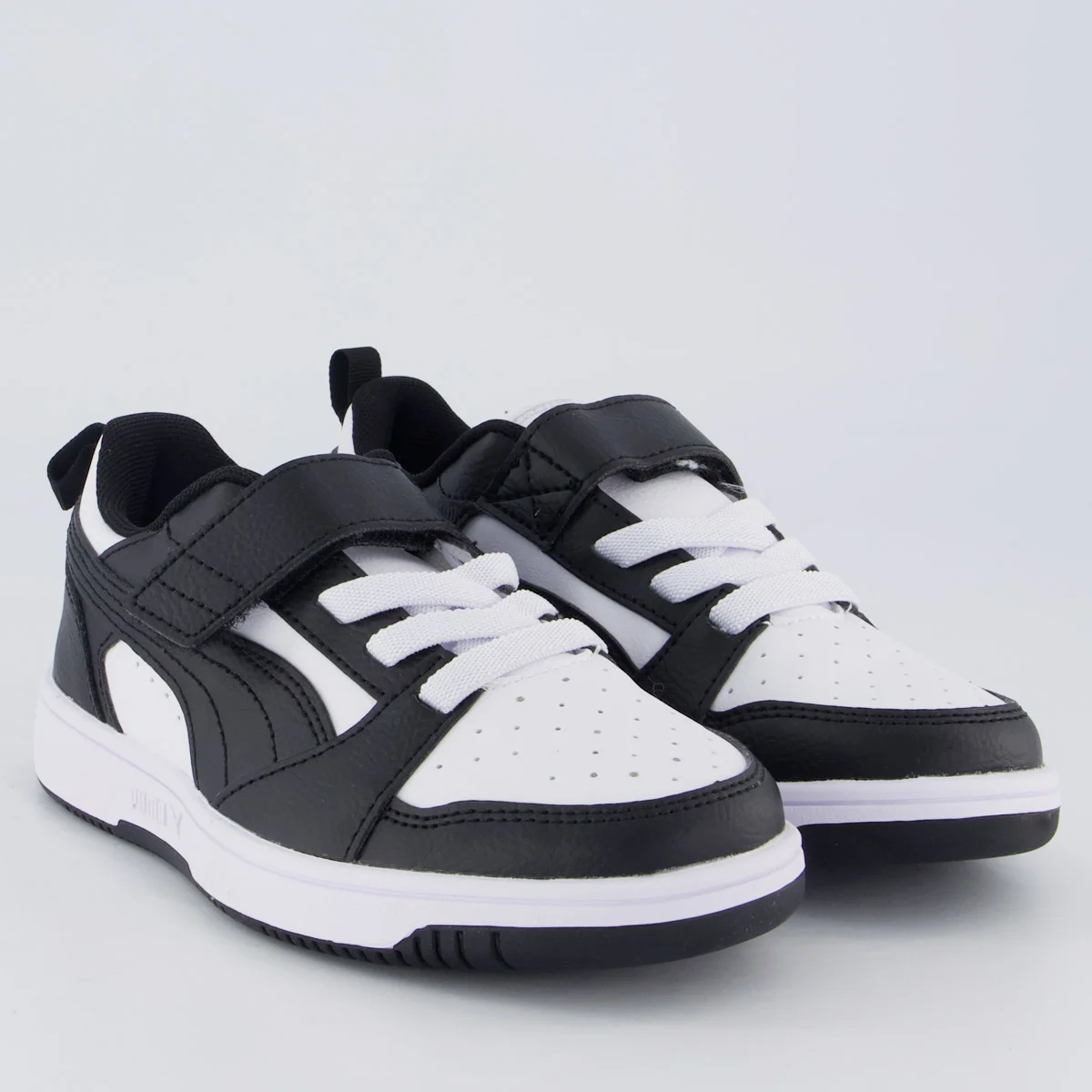 Tênis Puma Rebound V6 LO Juvenil Branco e Preto Preto/Branco 2