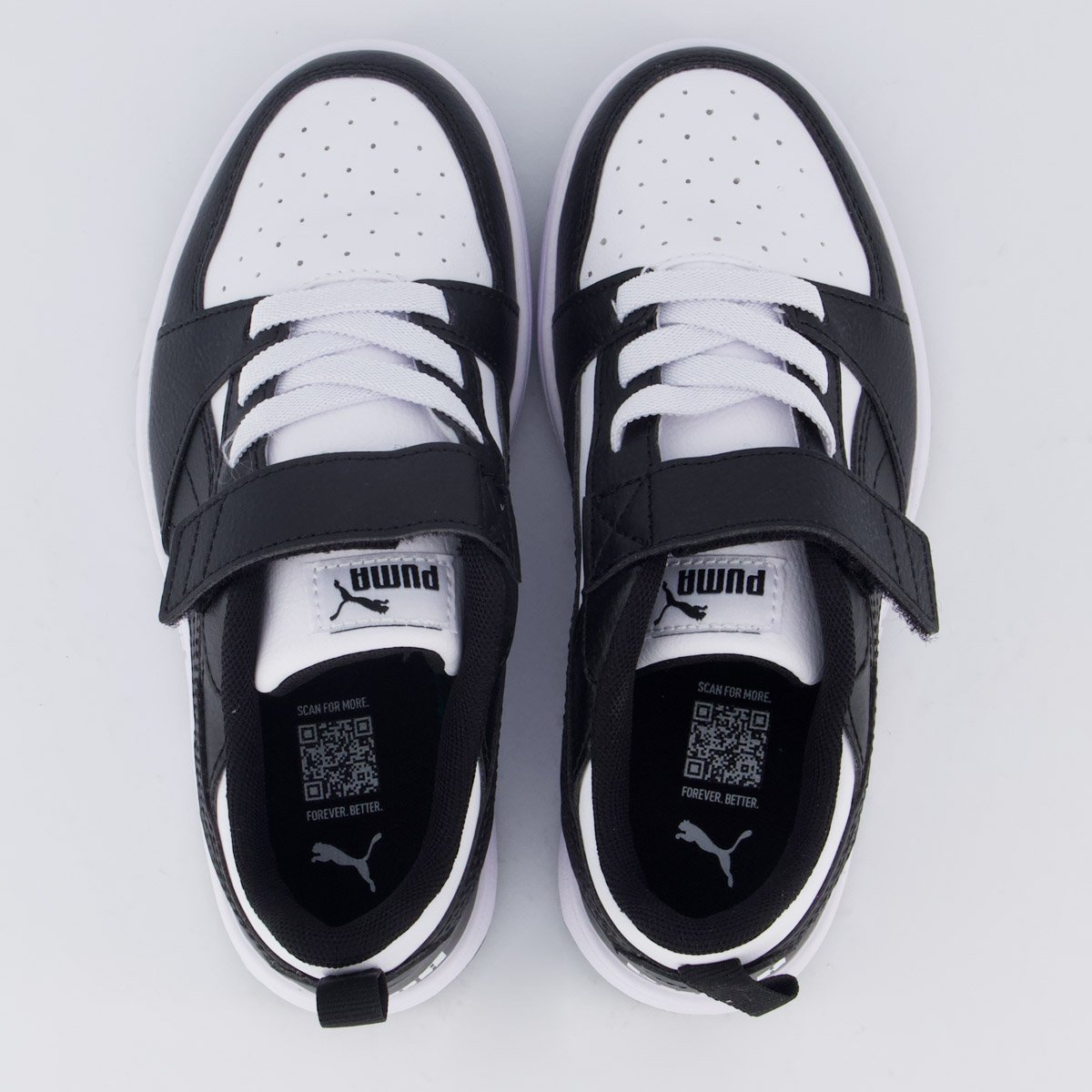Tênis Puma Rebound V6 LO Juvenil Branco e Preto Preto/Branco 4