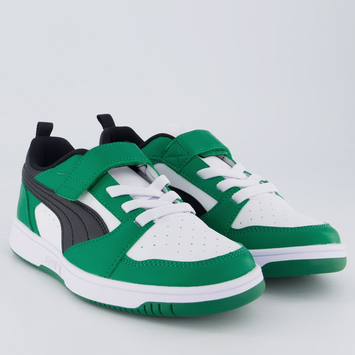 Tênis Puma Rebound V6 LO Juvenil Branco e Verde Verde 2