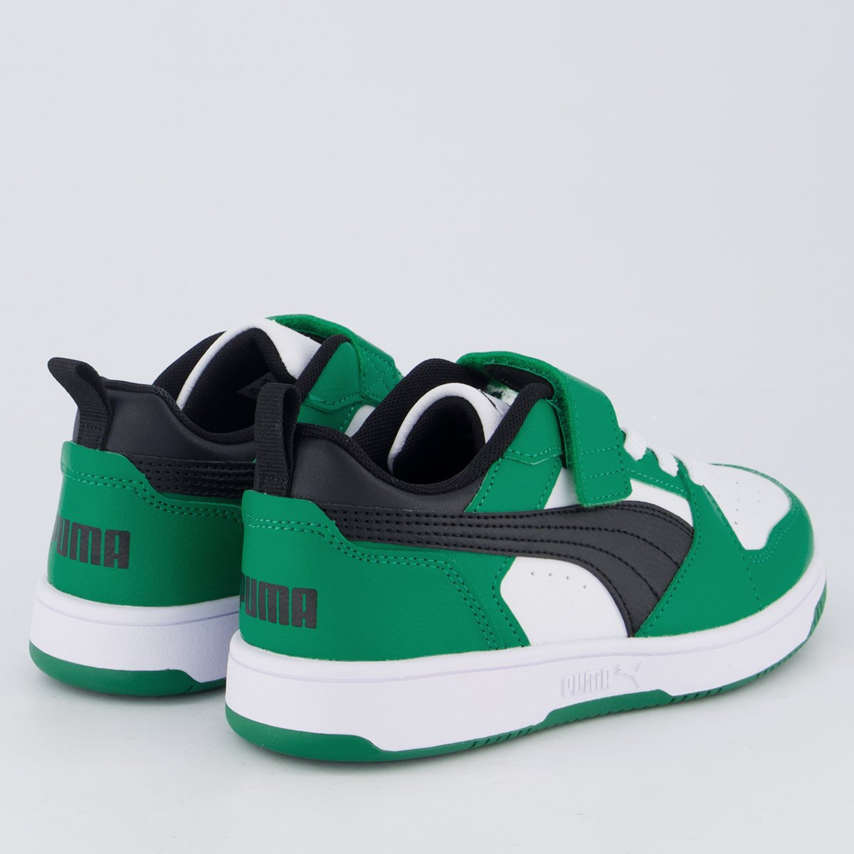 Tênis Puma Rebound V6 LO Juvenil Branco e Verde Verde 3