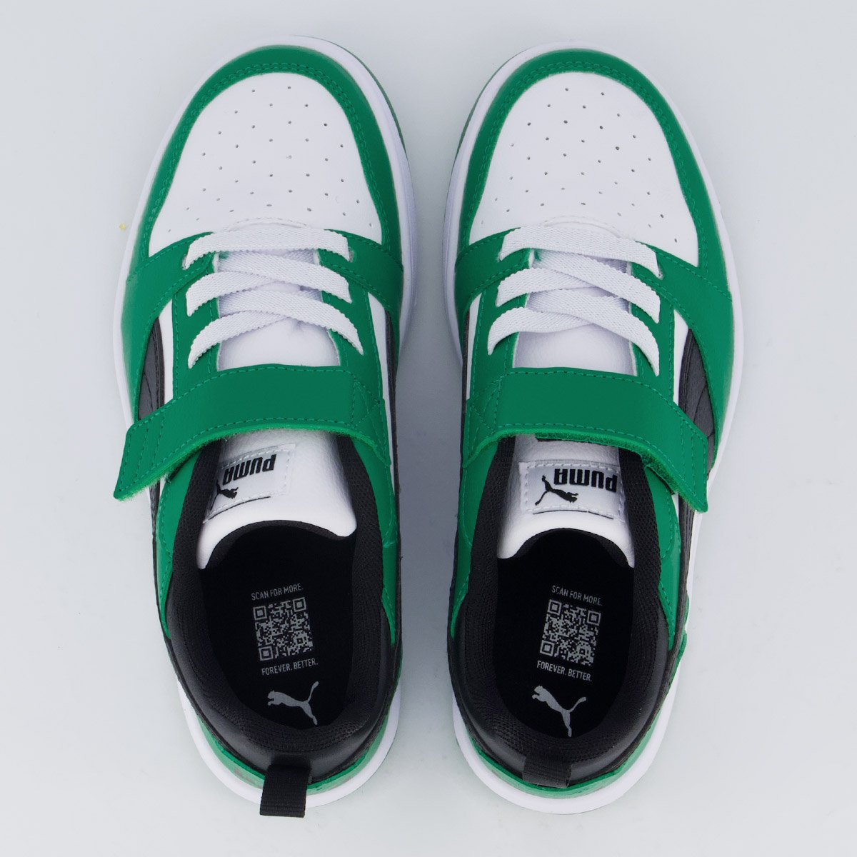 Tênis Puma Rebound V6 LO Juvenil Branco e Verde Verde 4