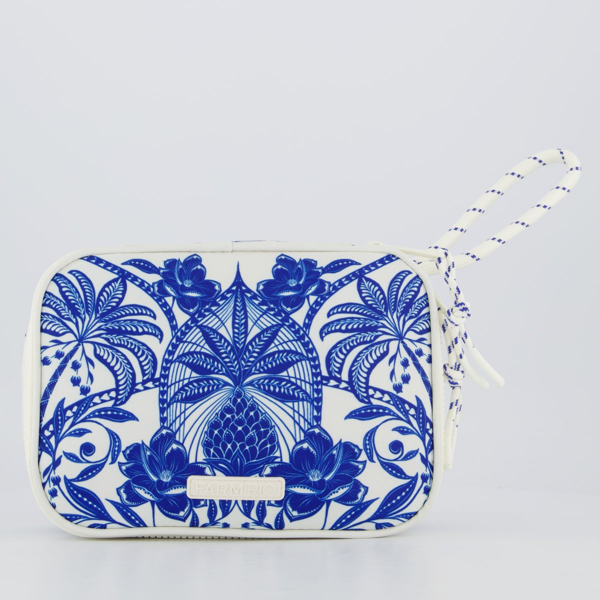 Necessaire Farm Xero Coqueiro De Flor Off White e Azul