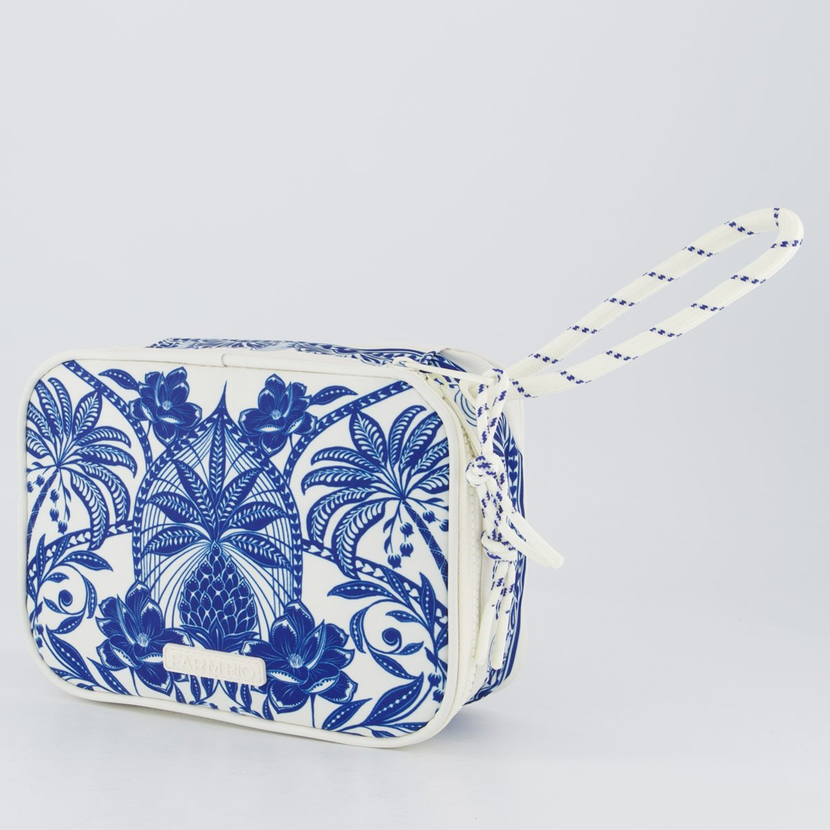 Necessaire Farm Xero Coqueiro De Flor Off White e Azul Azul/Branco 2