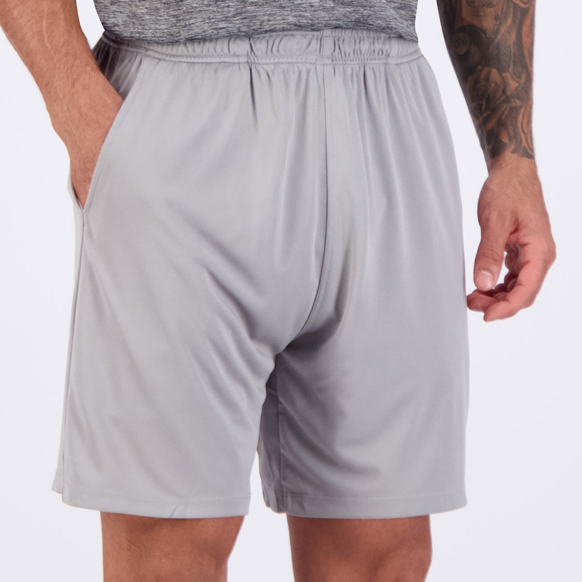 Bermuda Topper Malha Stamp Logo Cinza Cinza 2