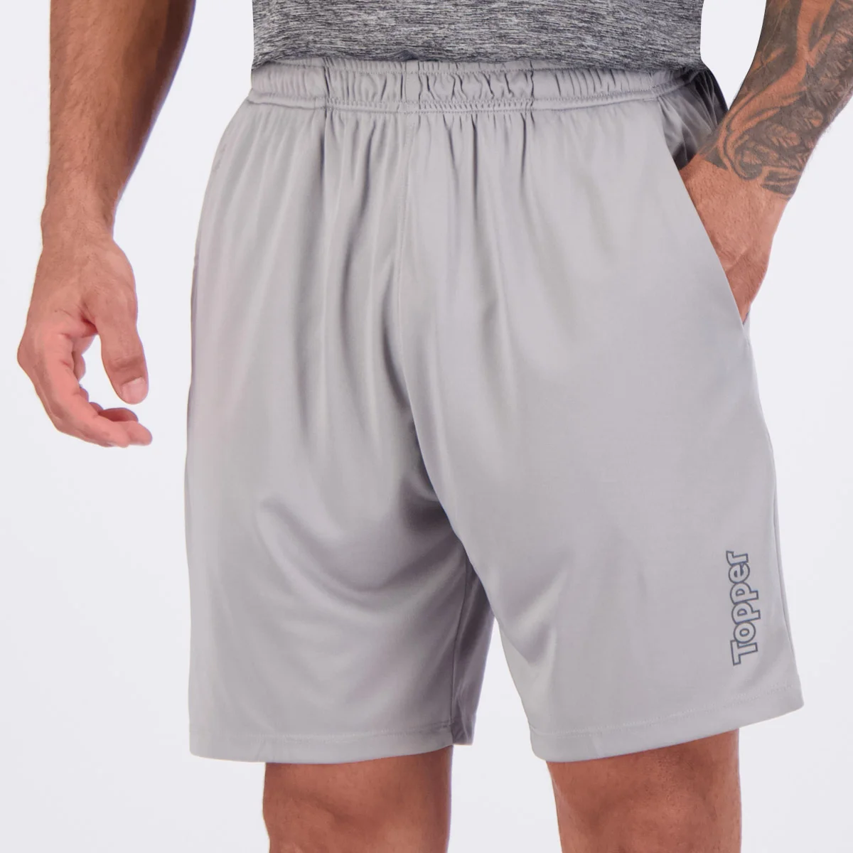 Bermuda Topper Malha Stamp Logo Cinza Cinza 3