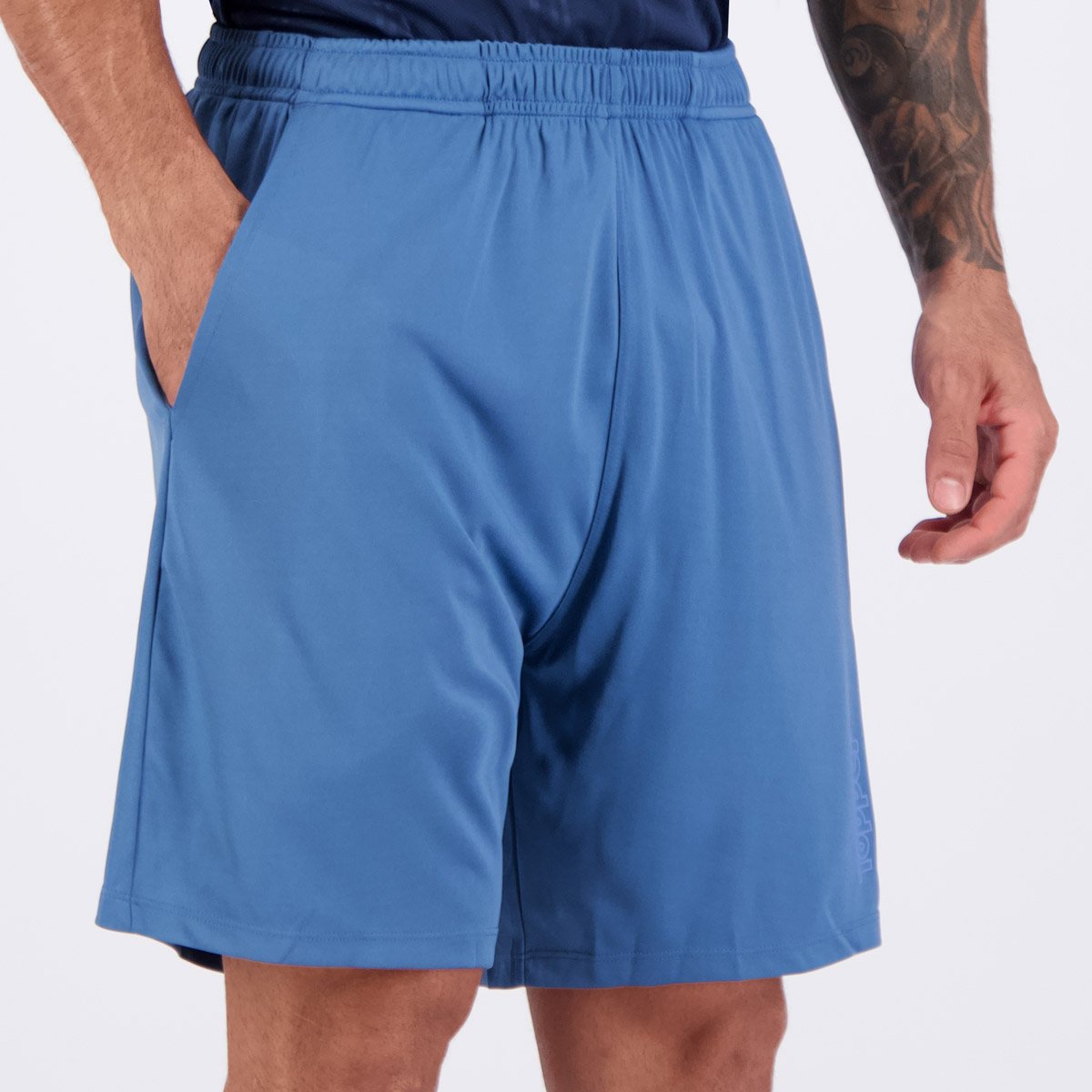Bermuda Topper Malha Stamp Logo Azul Azul 2