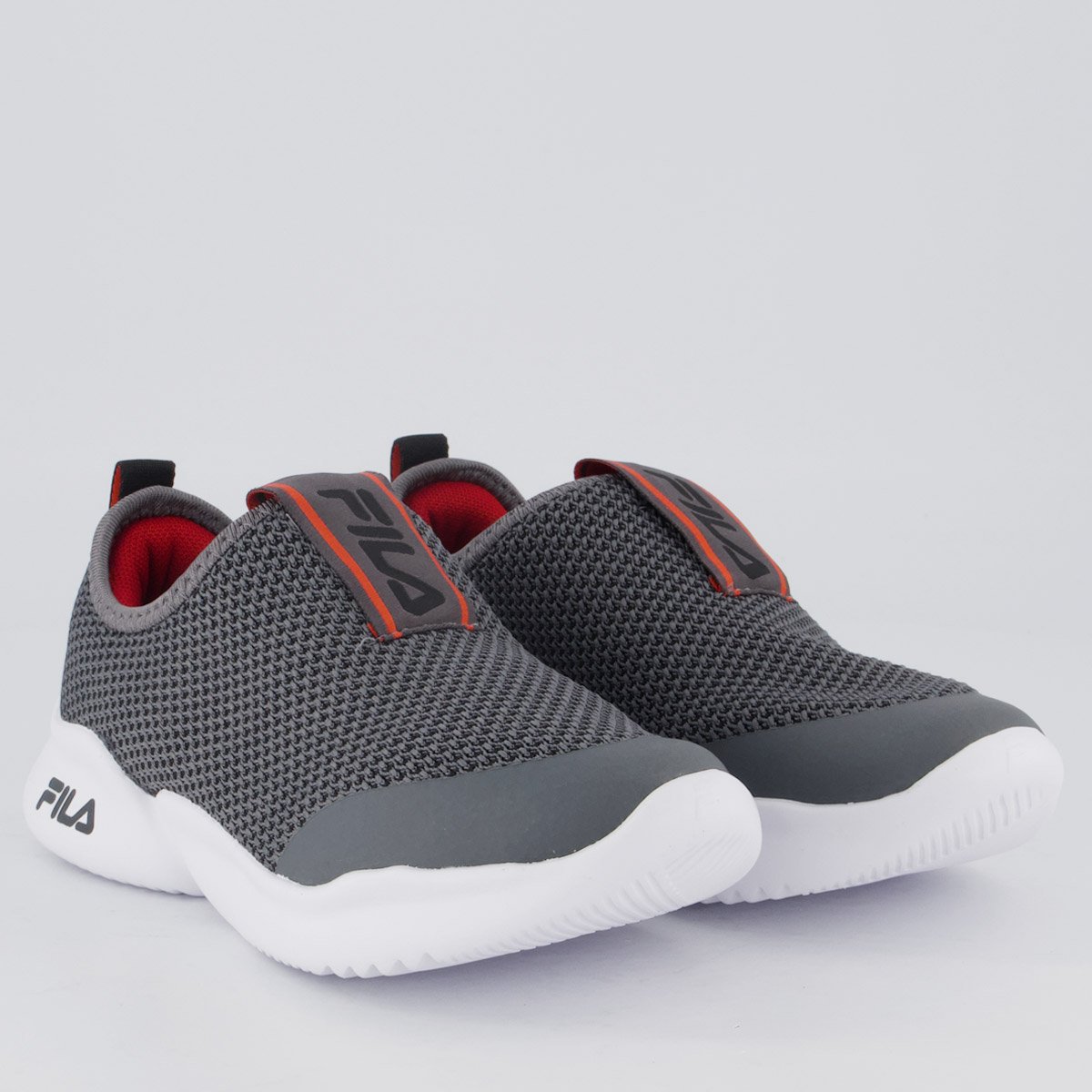 Tênis Fila Funny Infantil Grafite e Vermelho Cinza 2