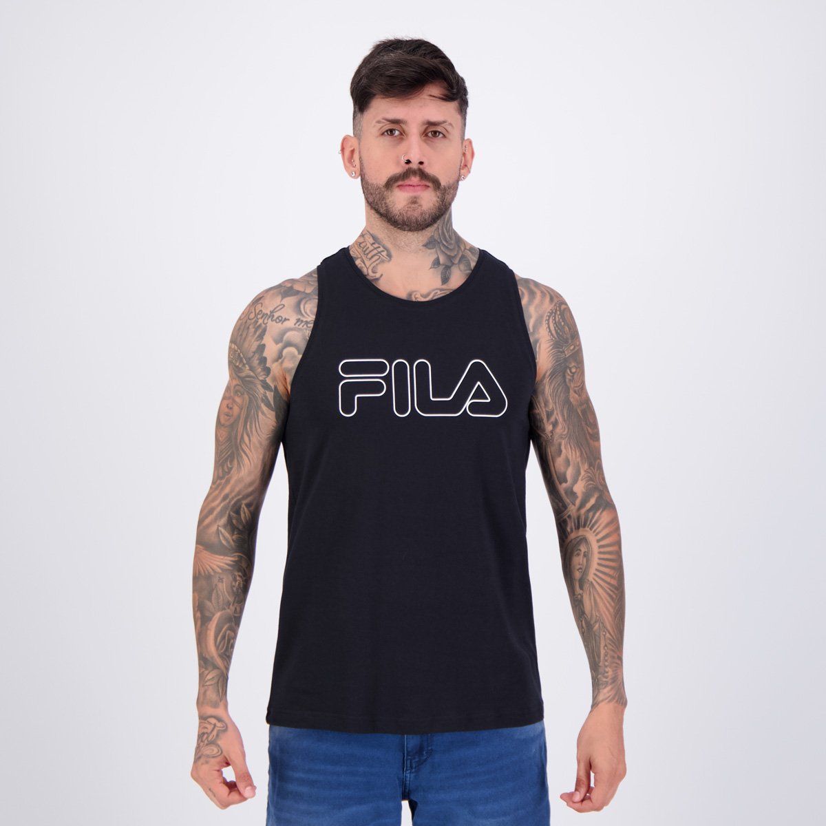 Regata Fila Letter Outline Logo Preta