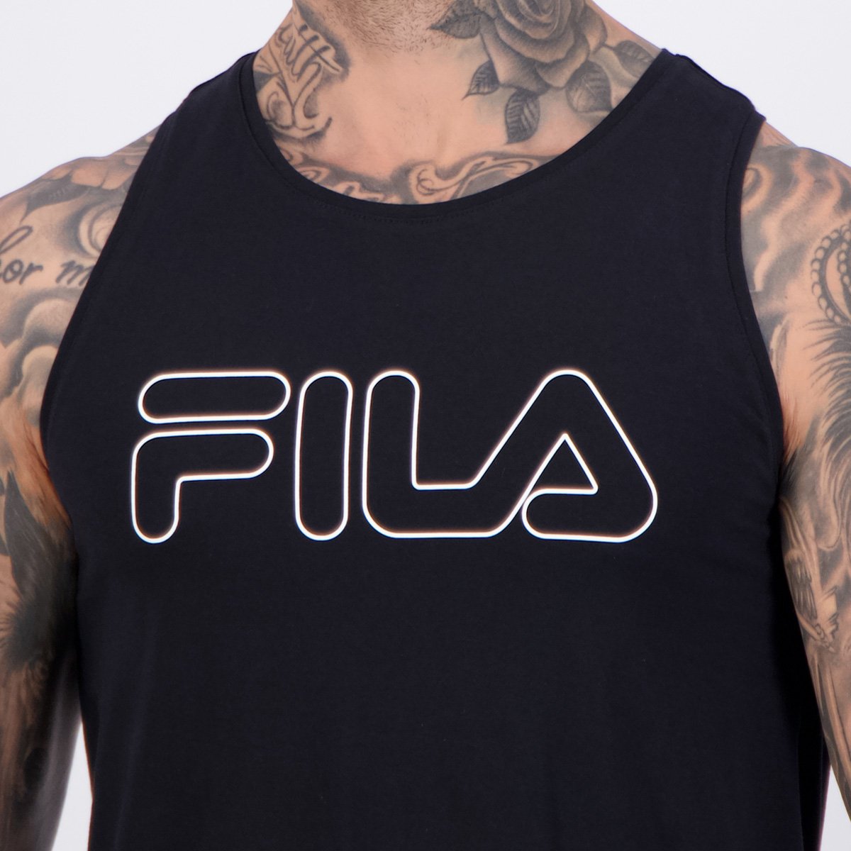 Regata Fila Letter Outline Logo Preta Preto 5