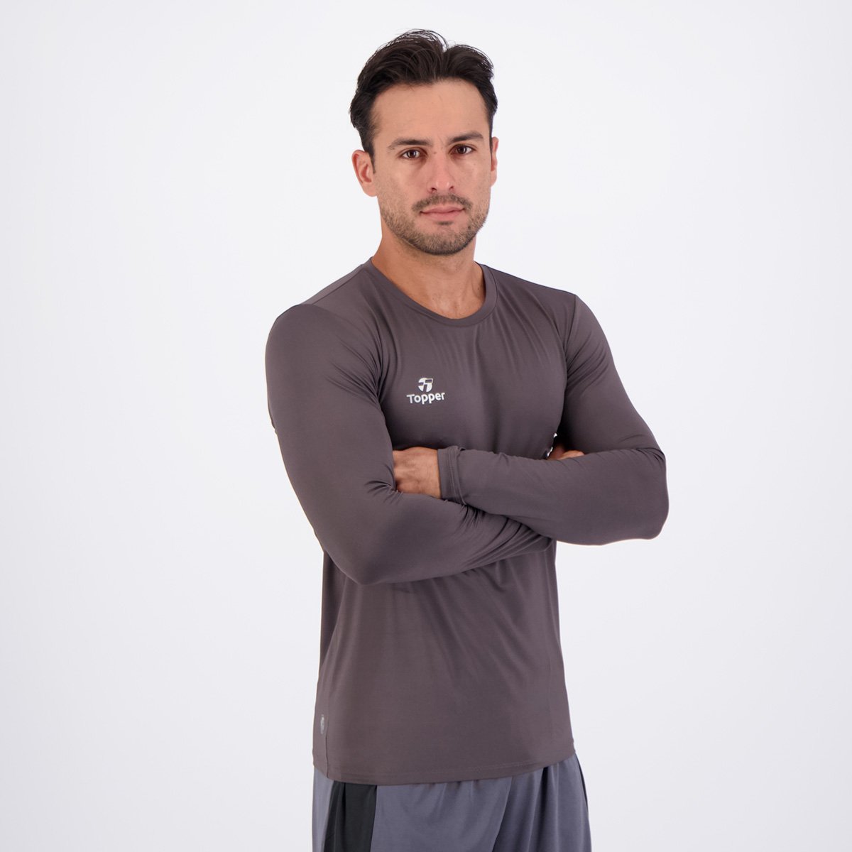 Camisa Térmica Topper Classic New Manga Longa Cinza Cinza 2