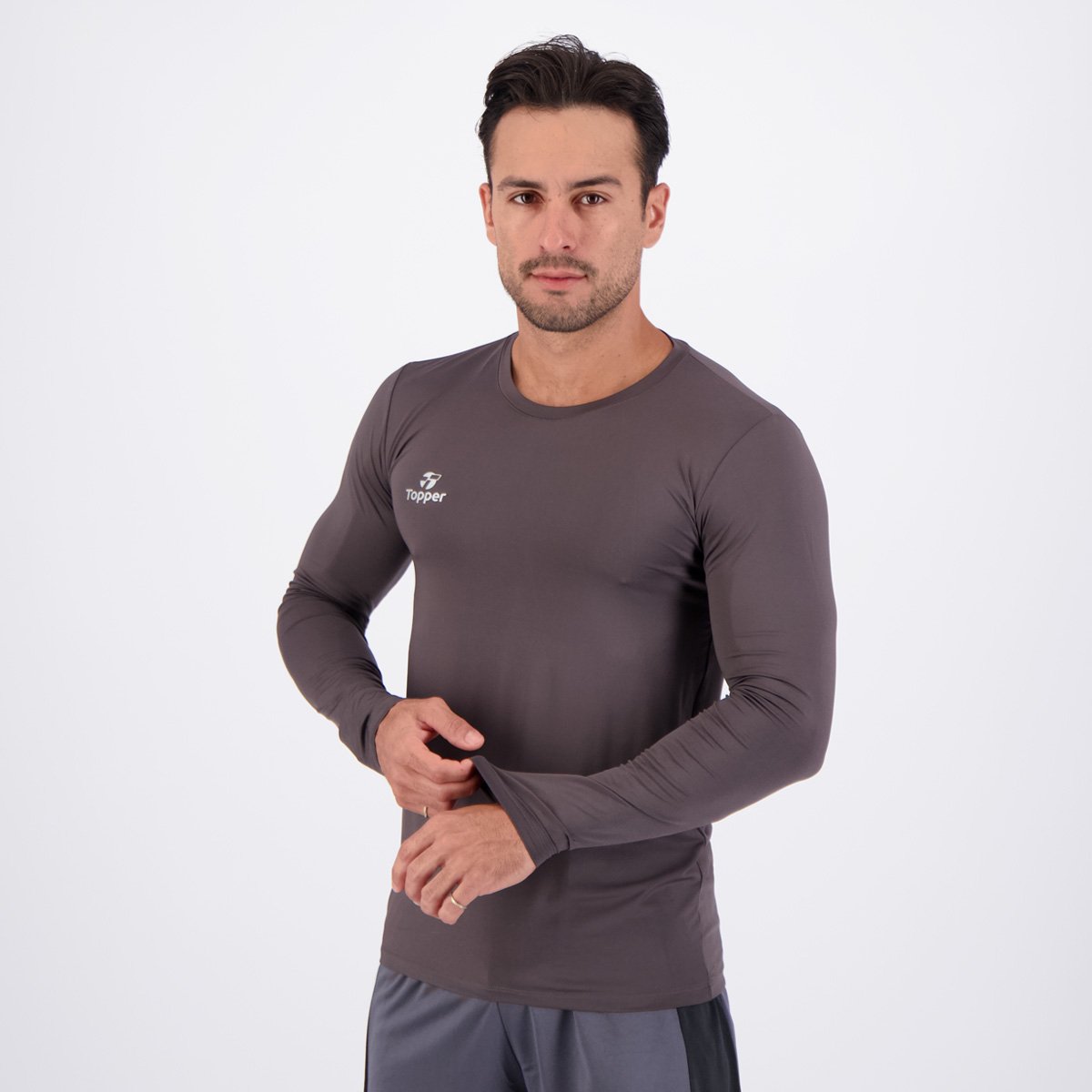 Camisa Térmica Topper Classic New Manga Longa Cinza Cinza 3