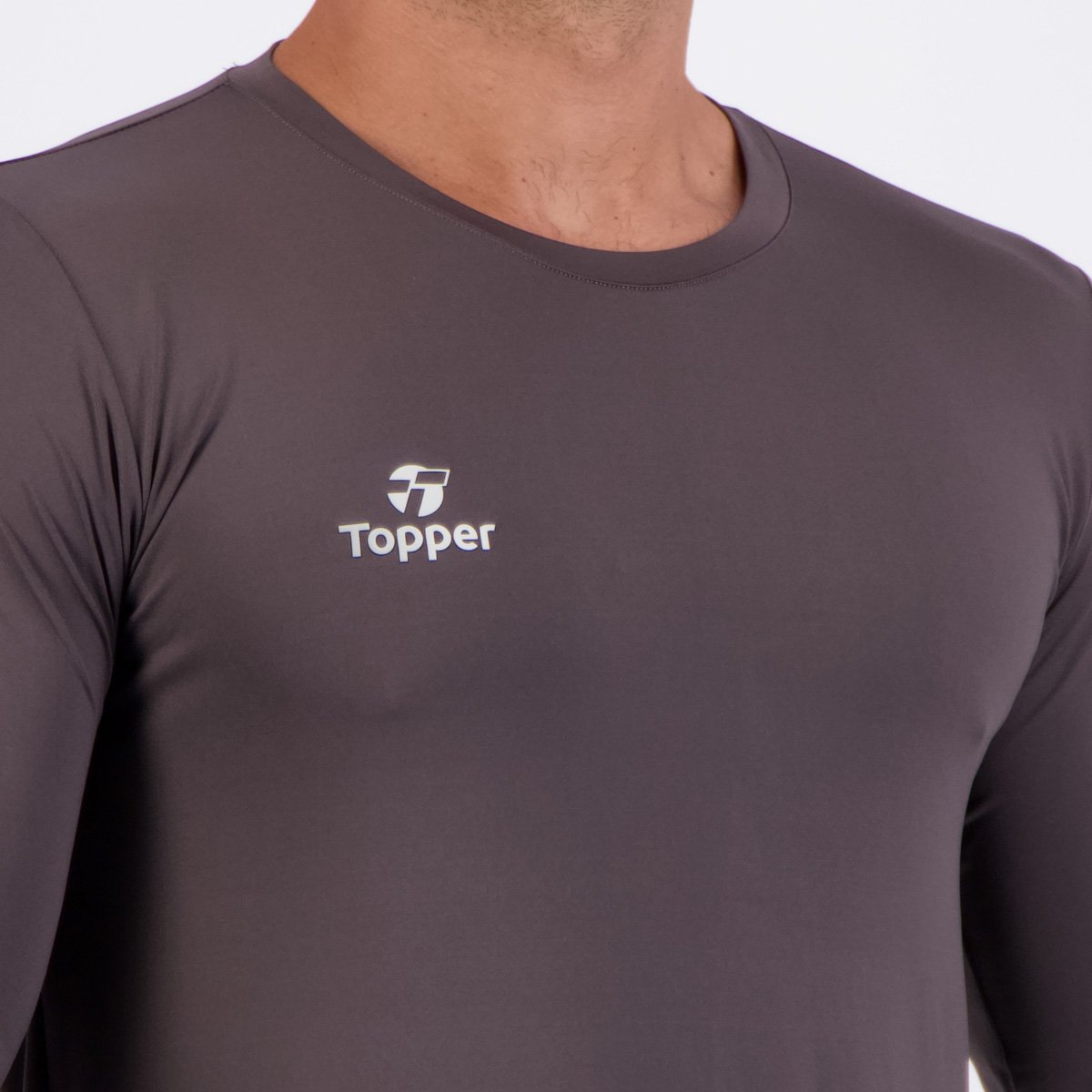 Camisa Térmica Topper Classic New Manga Longa Cinza Cinza 5
