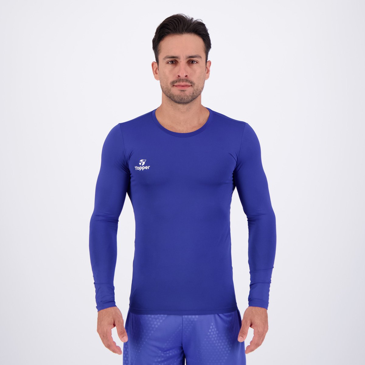 Camisa Térmica Topper Classic New Manga Longa Azul