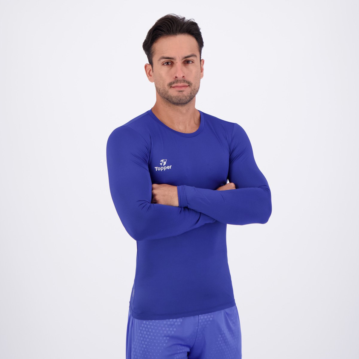 Camisa Térmica Topper Classic New Manga Longa Azul Azul 2