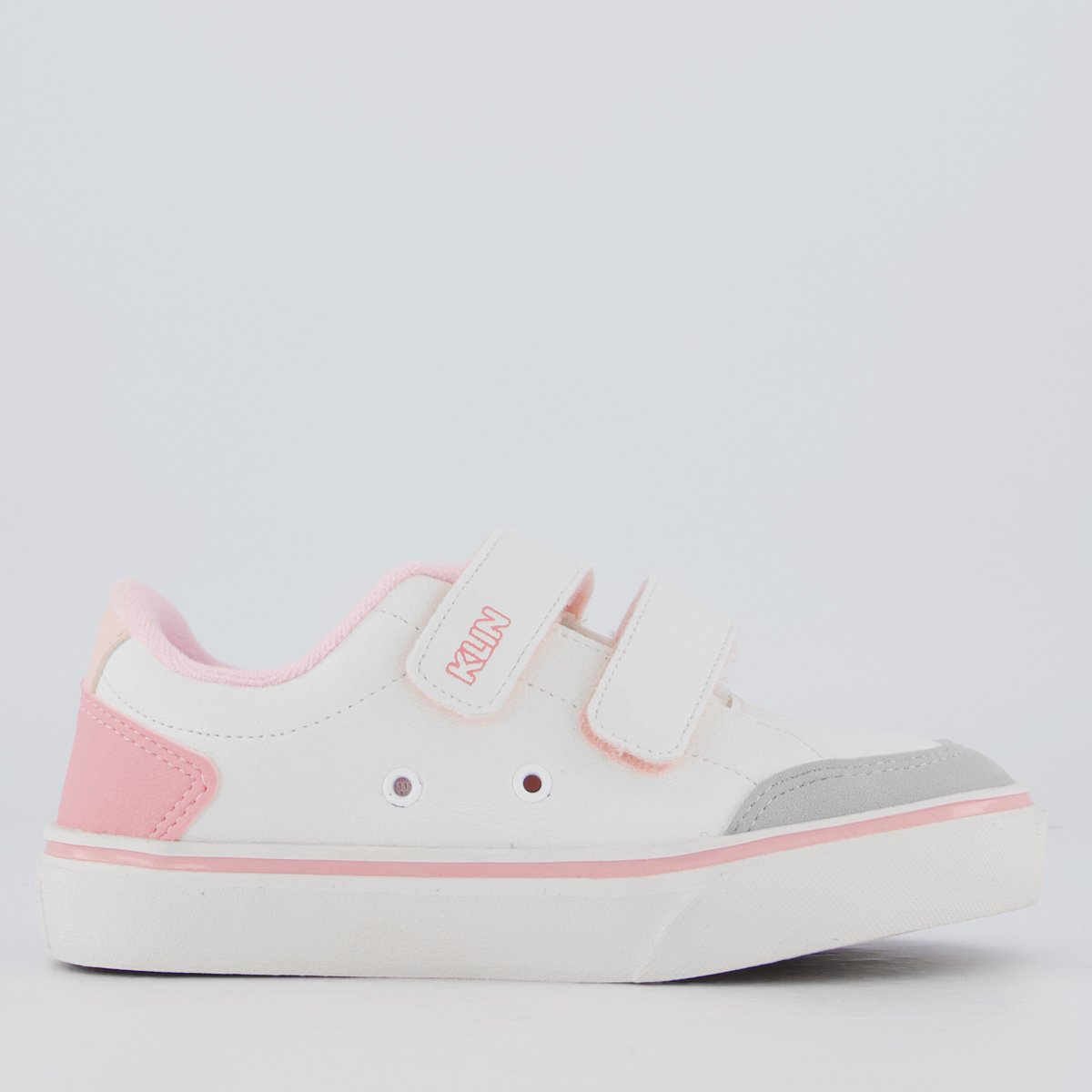 Tênis Klin Freestyle Mini Sem Cadarço Infantil Branco e Rosa