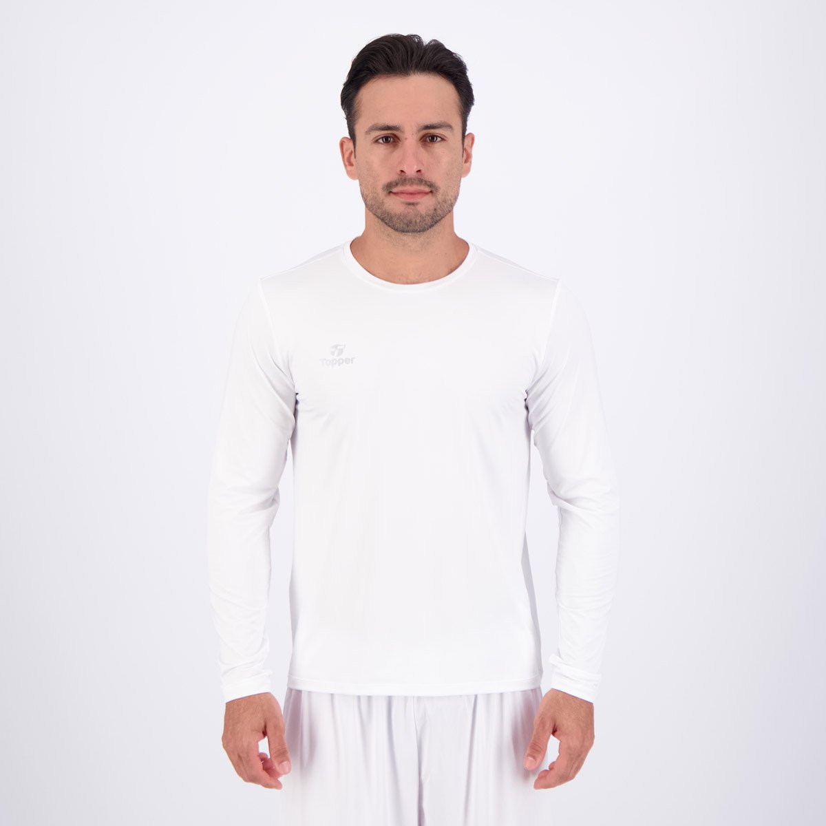 Camiseta Topper Regular Fit UV50 Manga Longa Branca