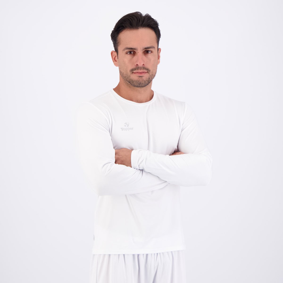 Camiseta Topper Regular Fit UV50 Manga Longa Branca Branco 2