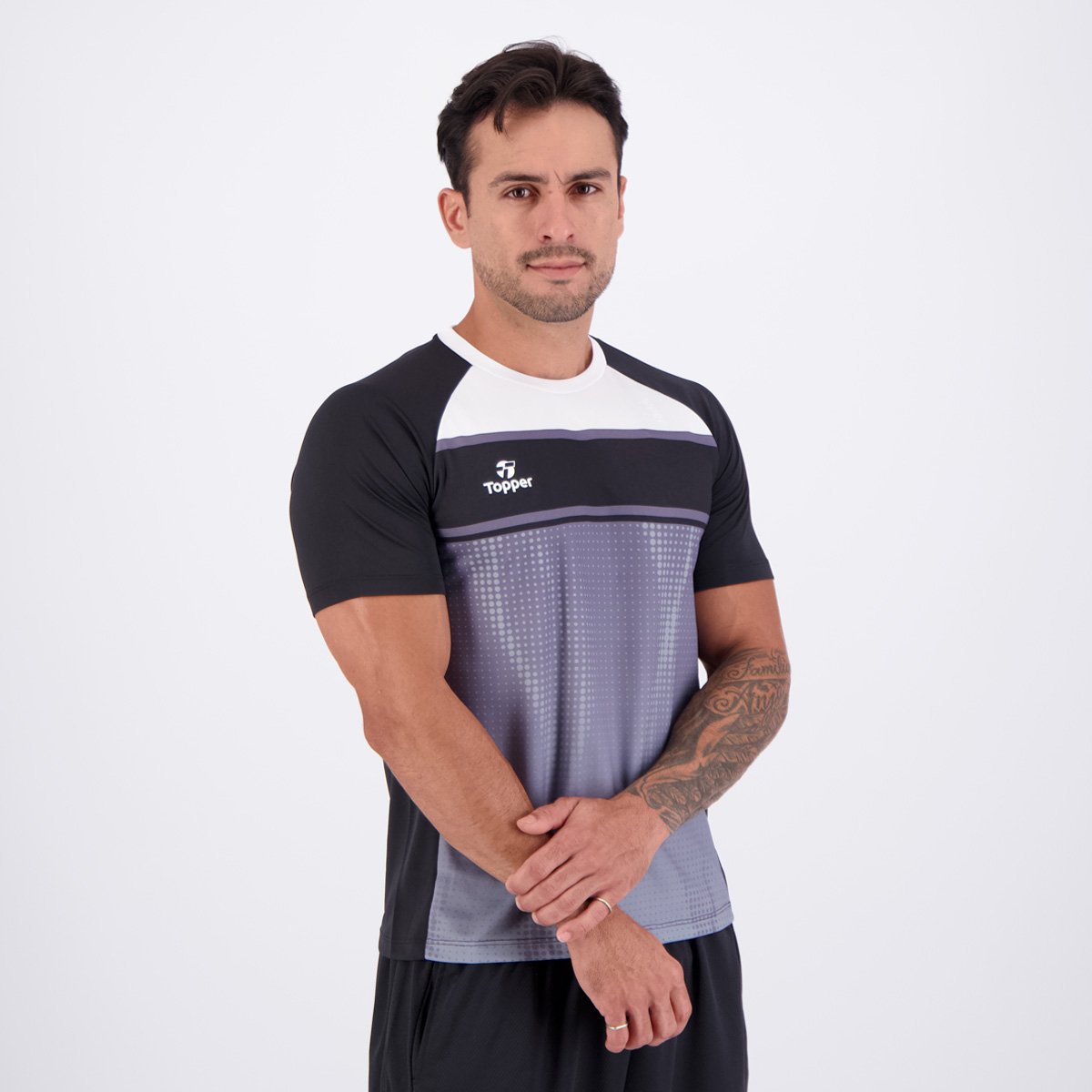 Camisa Topper Team II Preta e Cinza Cinza 2