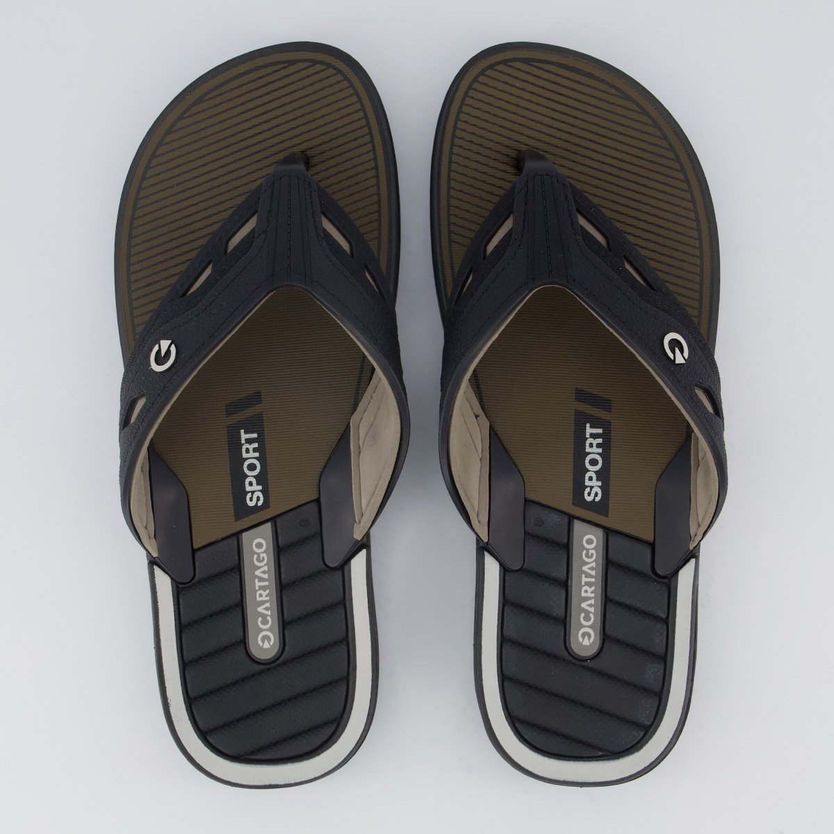 Chinelo Cartago Dallas Preto e Bege