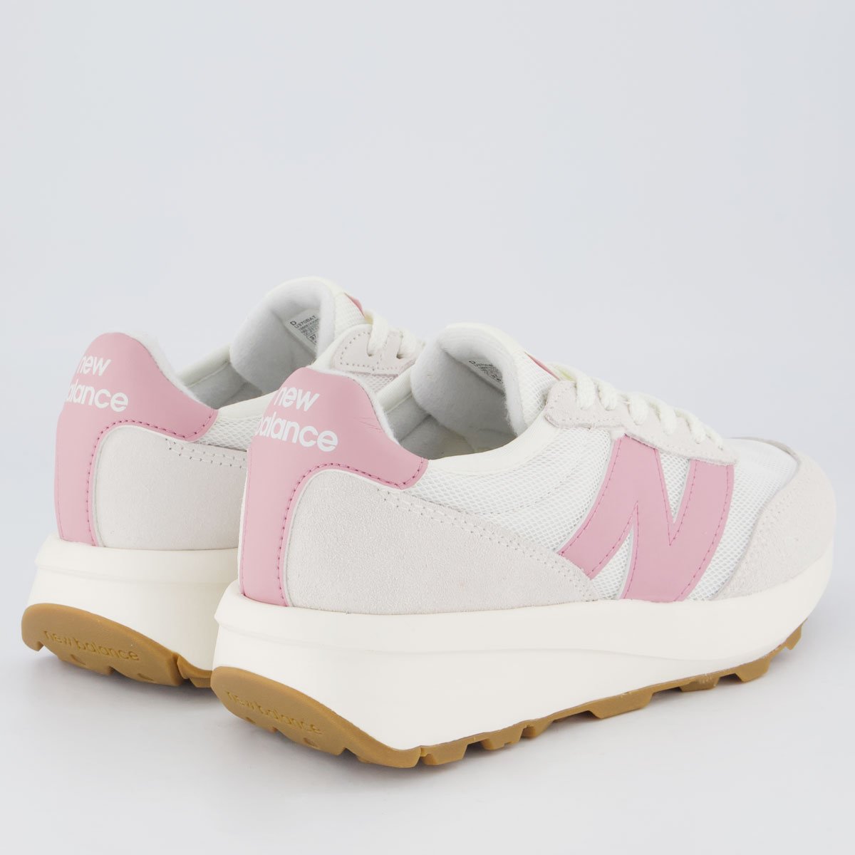 Tênis New Balance 370 V1 Feminino Off-White e Rosa Branco 3