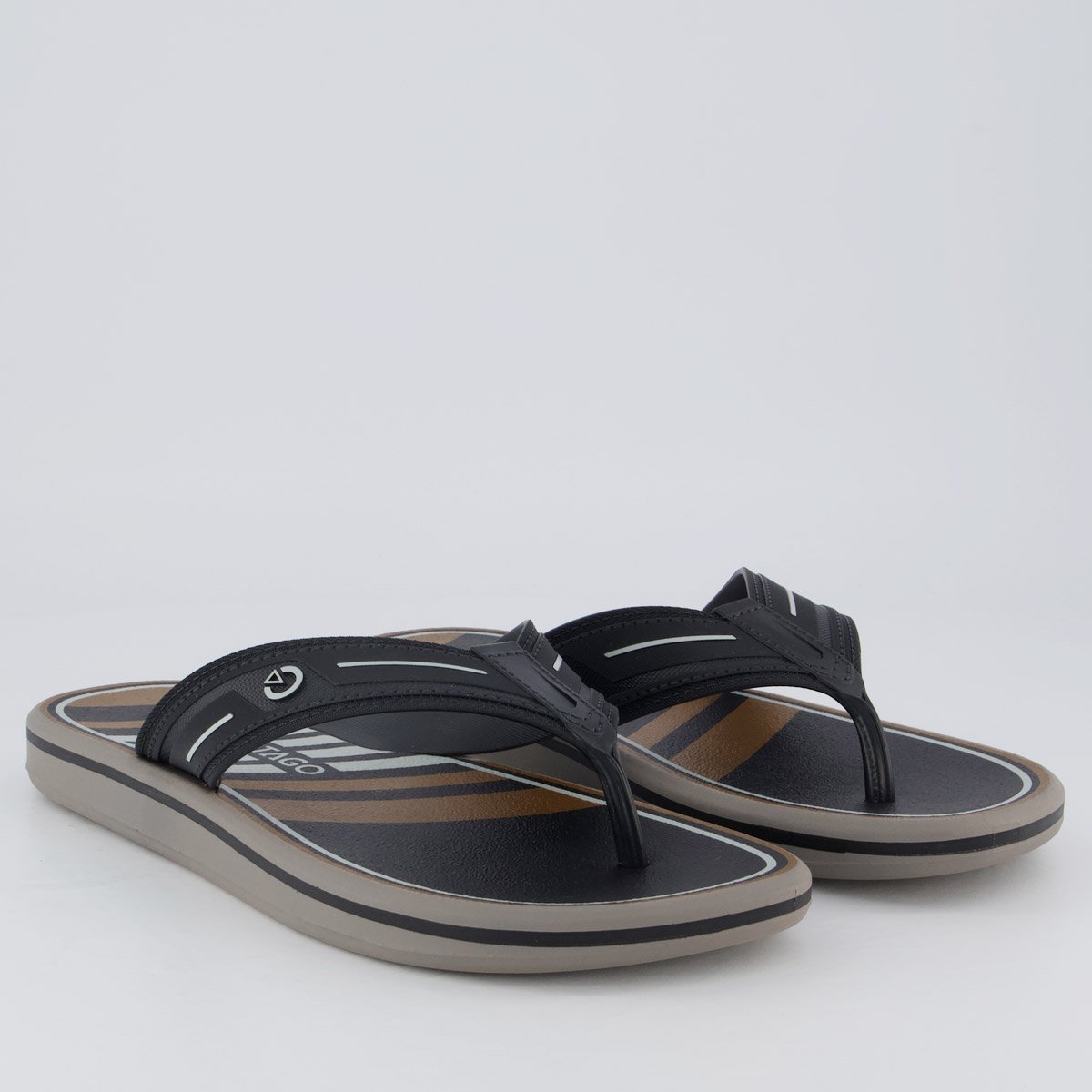 Chinelo Cartago Palermo II Cinza e Preto Preto 3
