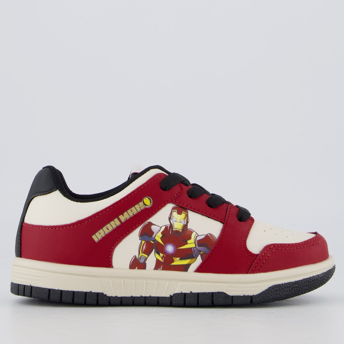 Tênis Marvel Homem de Ferro Juvenil Branco e Vermelho