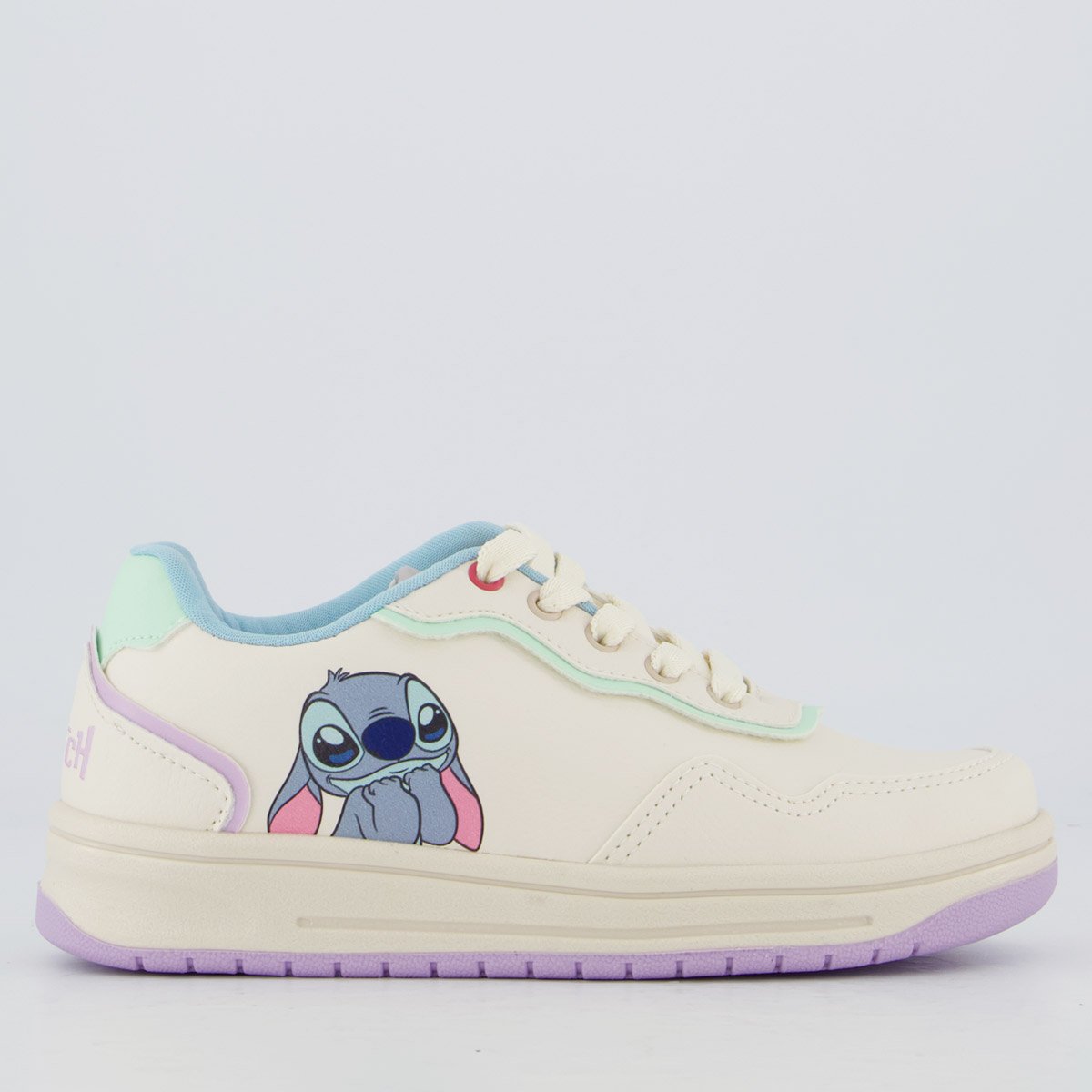 Tênis Disney Stitch Color Juvenil Off White e Lilás