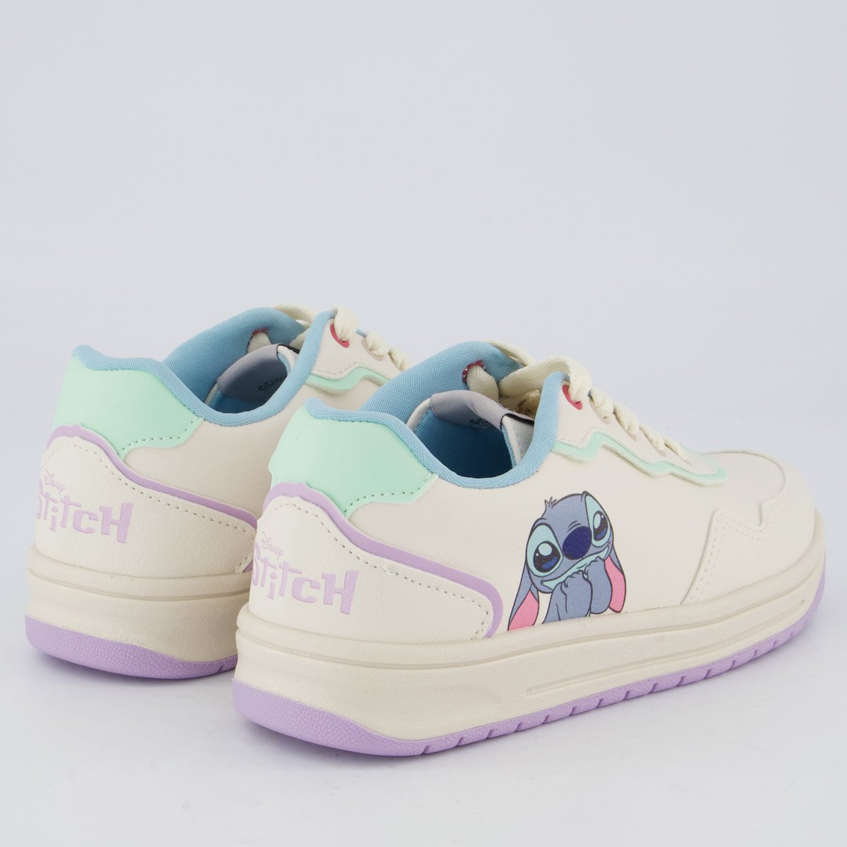 Tênis Disney Stitch Color Juvenil Off White e Lilás Branco 3