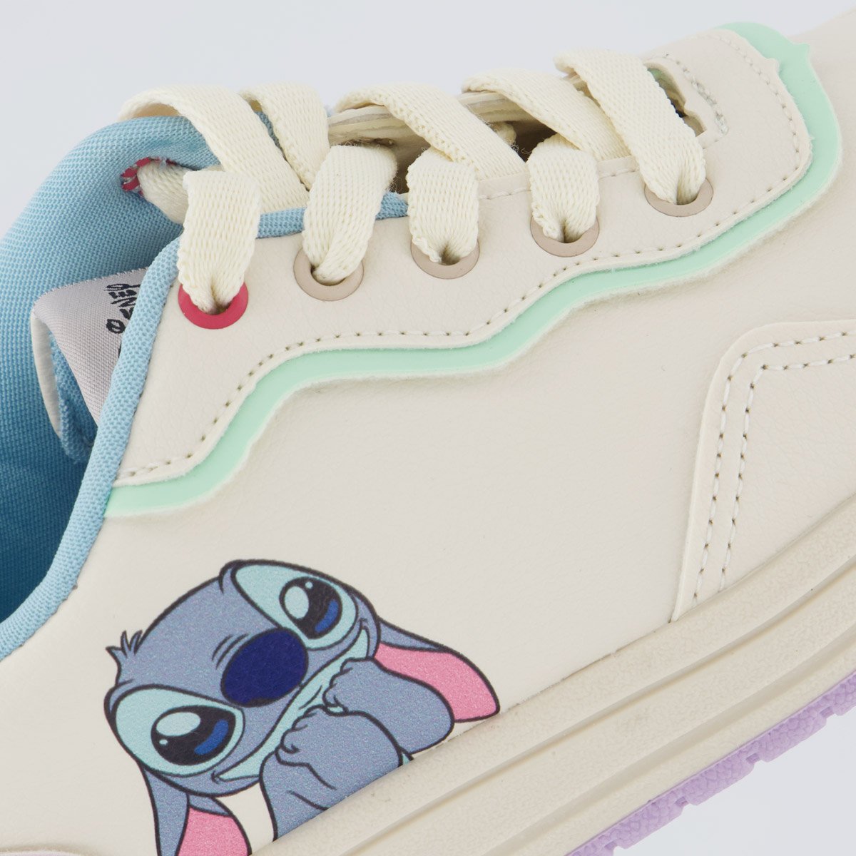 Tênis Disney Stitch Color Juvenil Off White e Lilás Branco 7