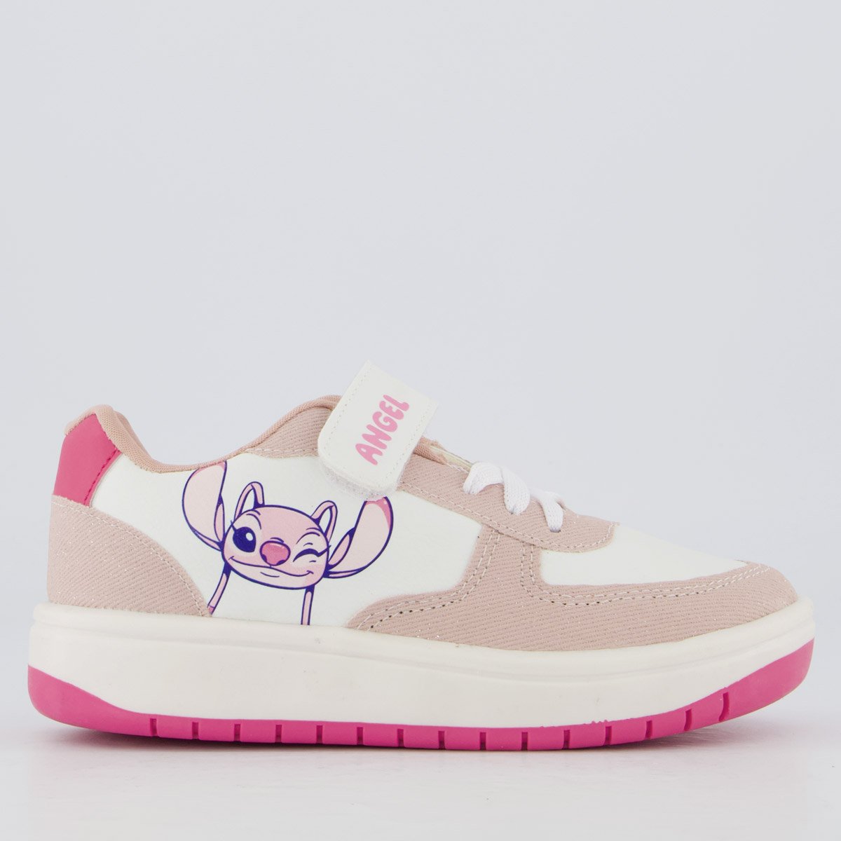 Tênis Disney Stitch Casual Infantil Branco e Rosa