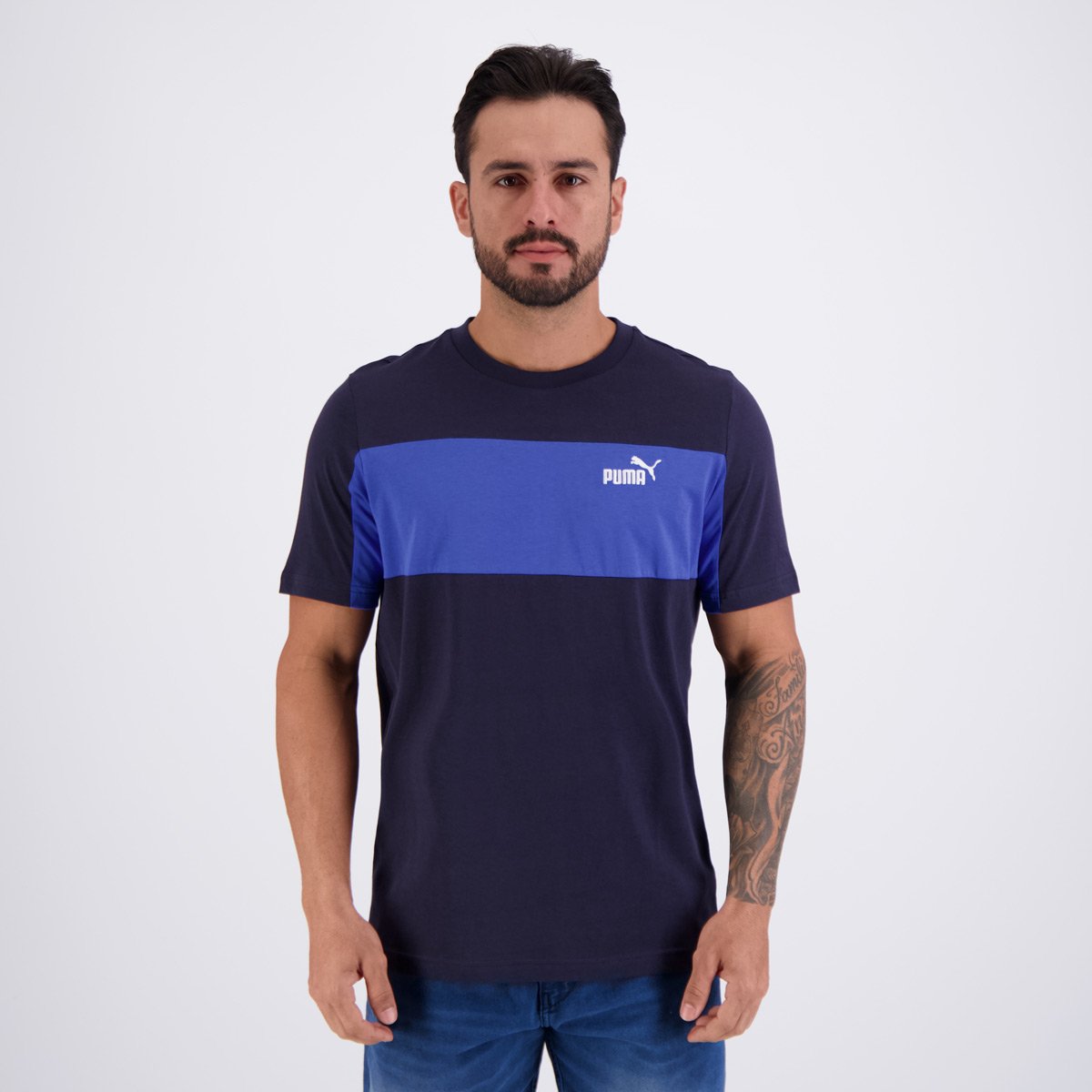 Camiseta Puma Ess Block Tee Marinho