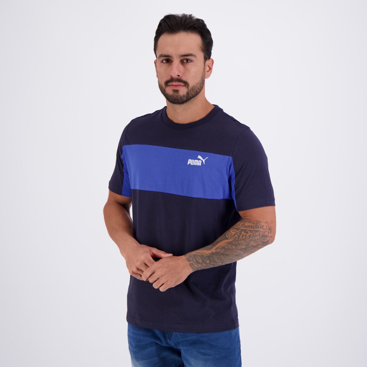 Camiseta Puma Ess Block Tee Marinho Azul 3