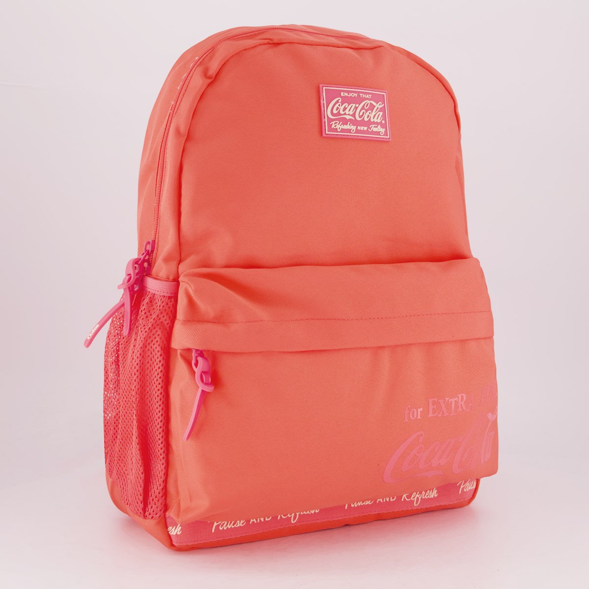 Mochila Coca Cola Color Flat Rosa e Branca Salmão 2