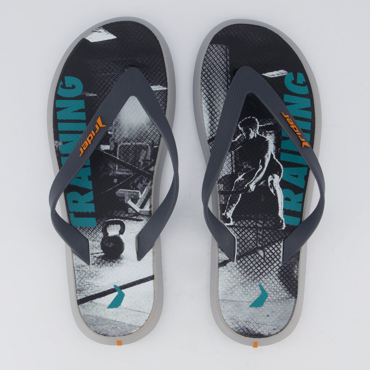 Chinelo Rider R1 Sport Cinza e Preto
