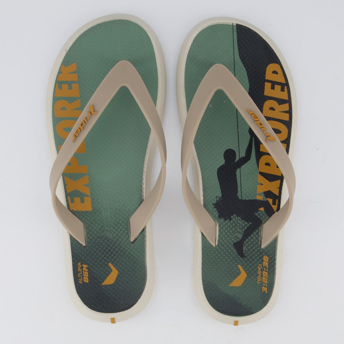 Chinelo Rider R1 Sport Bege e Verde