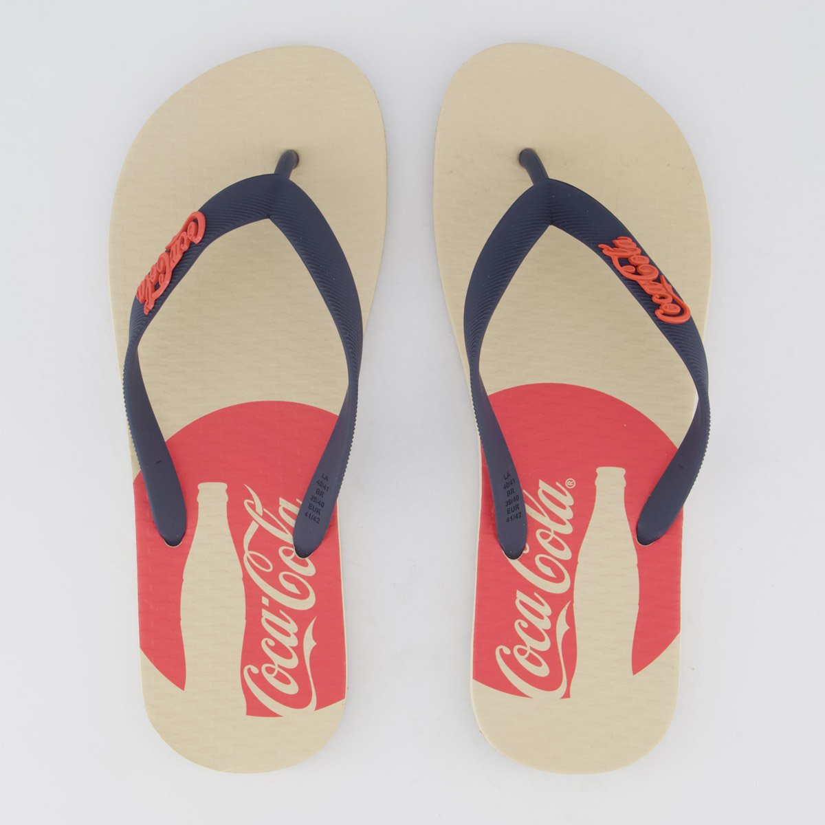 Chinelo Coca Cola Hardin 2 Off White e Marinho