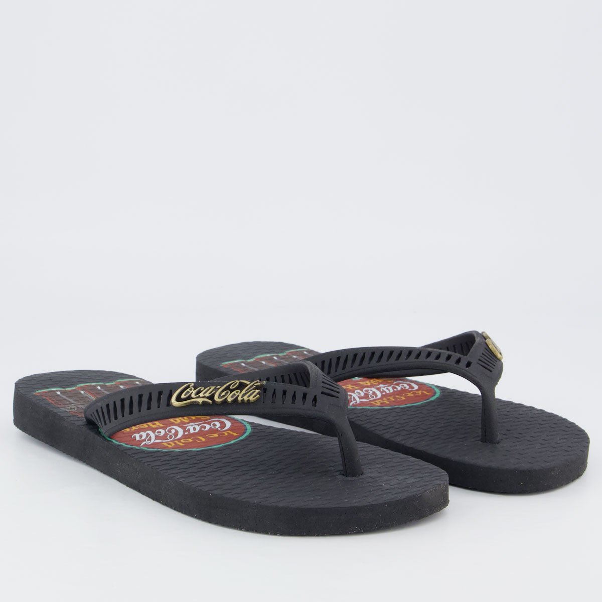 Chinelo Coca Cola Bottle Circle Preto Preto 3