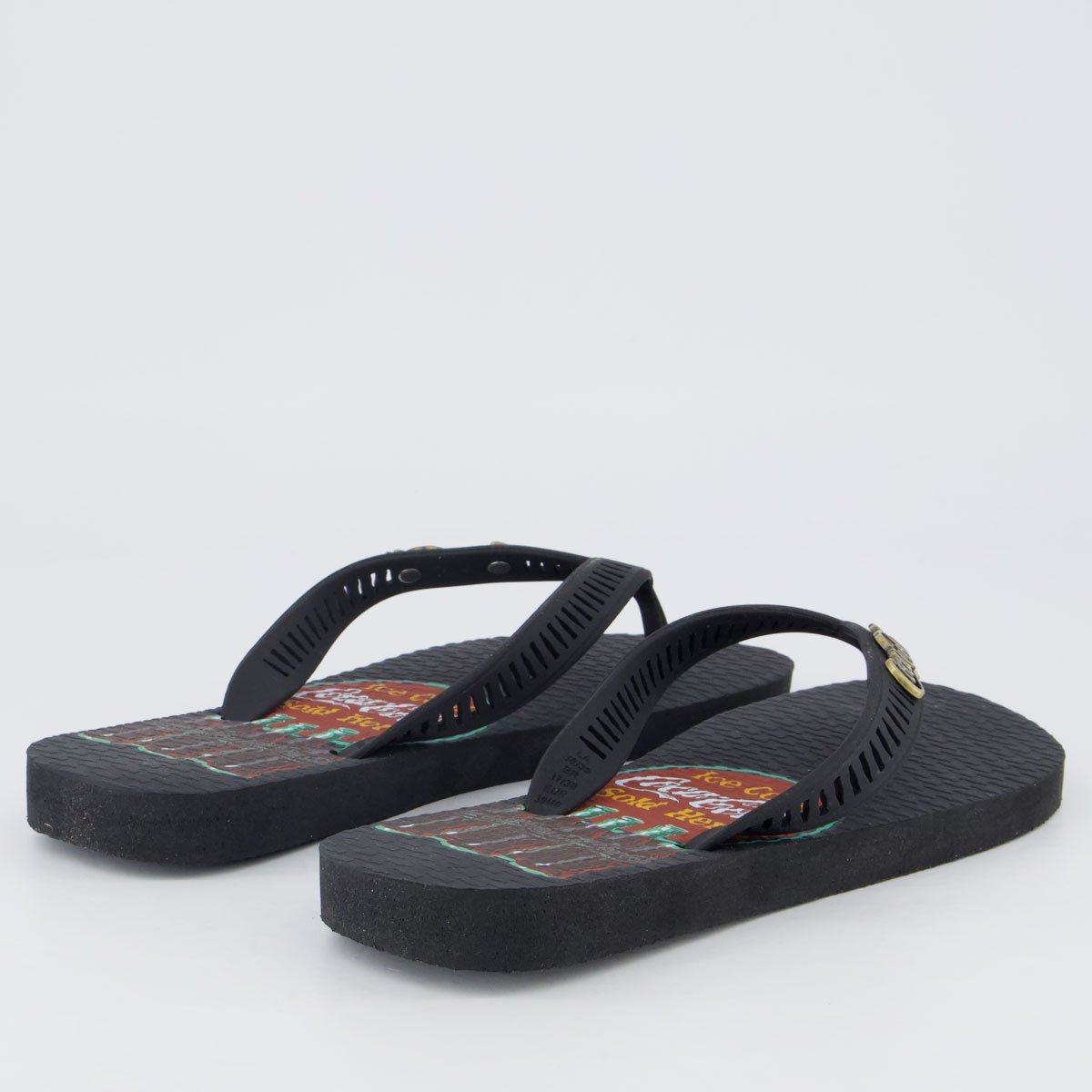 Chinelo Coca Cola Bottle Circle Preto Preto 4