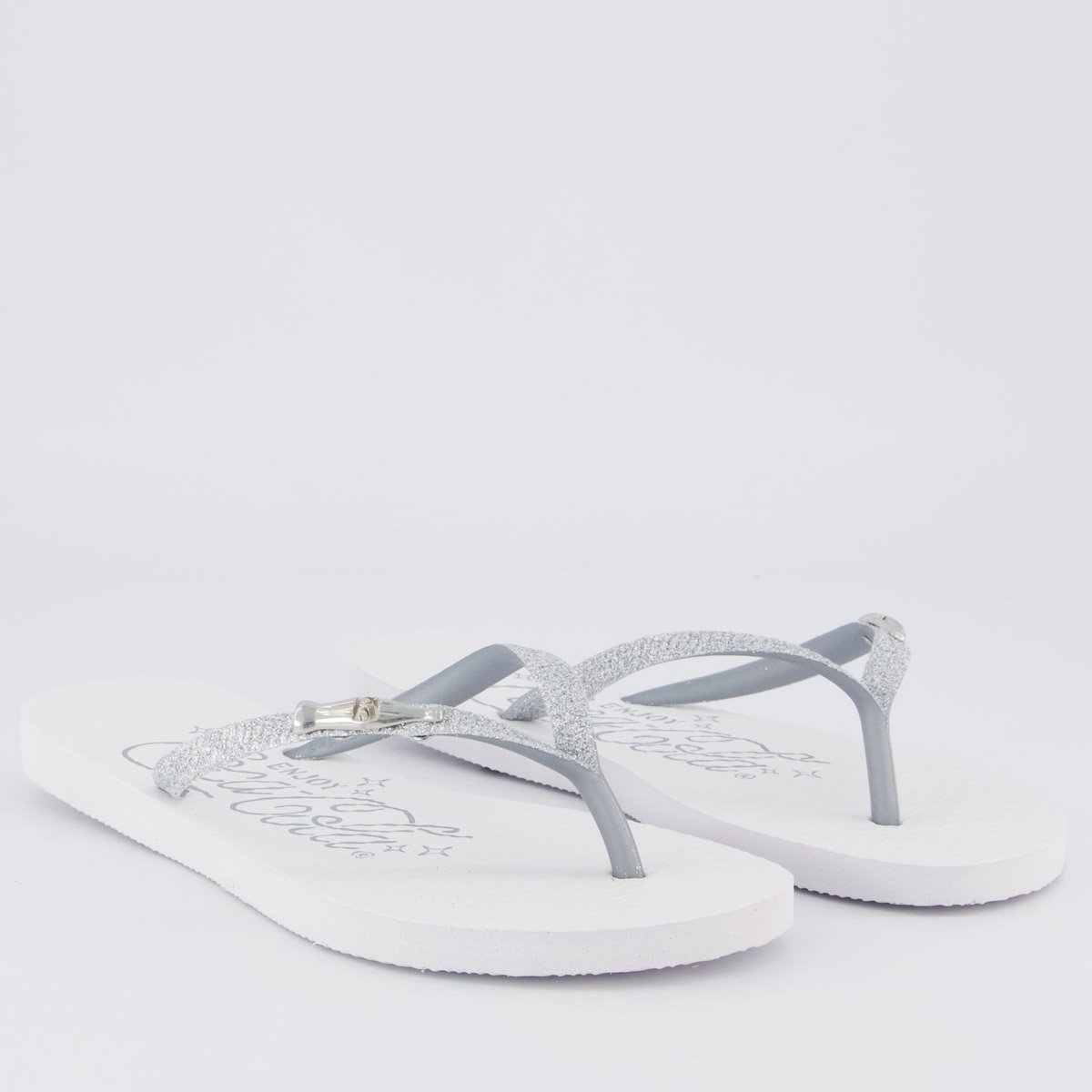 Chinelo Coca Cola Special Feminino Branco e Prata Branco 3