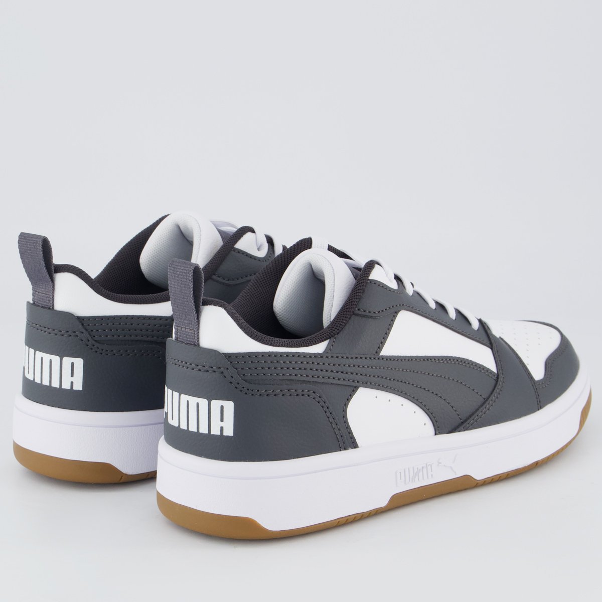 Tênis Puma Rebound V6 LO Juvenil Chumbo e Branco Cinza 3