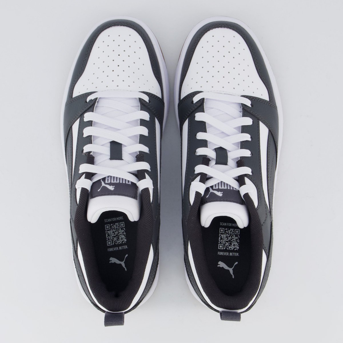 Tênis Puma Rebound V6 LO Juvenil Chumbo e Branco Cinza 4