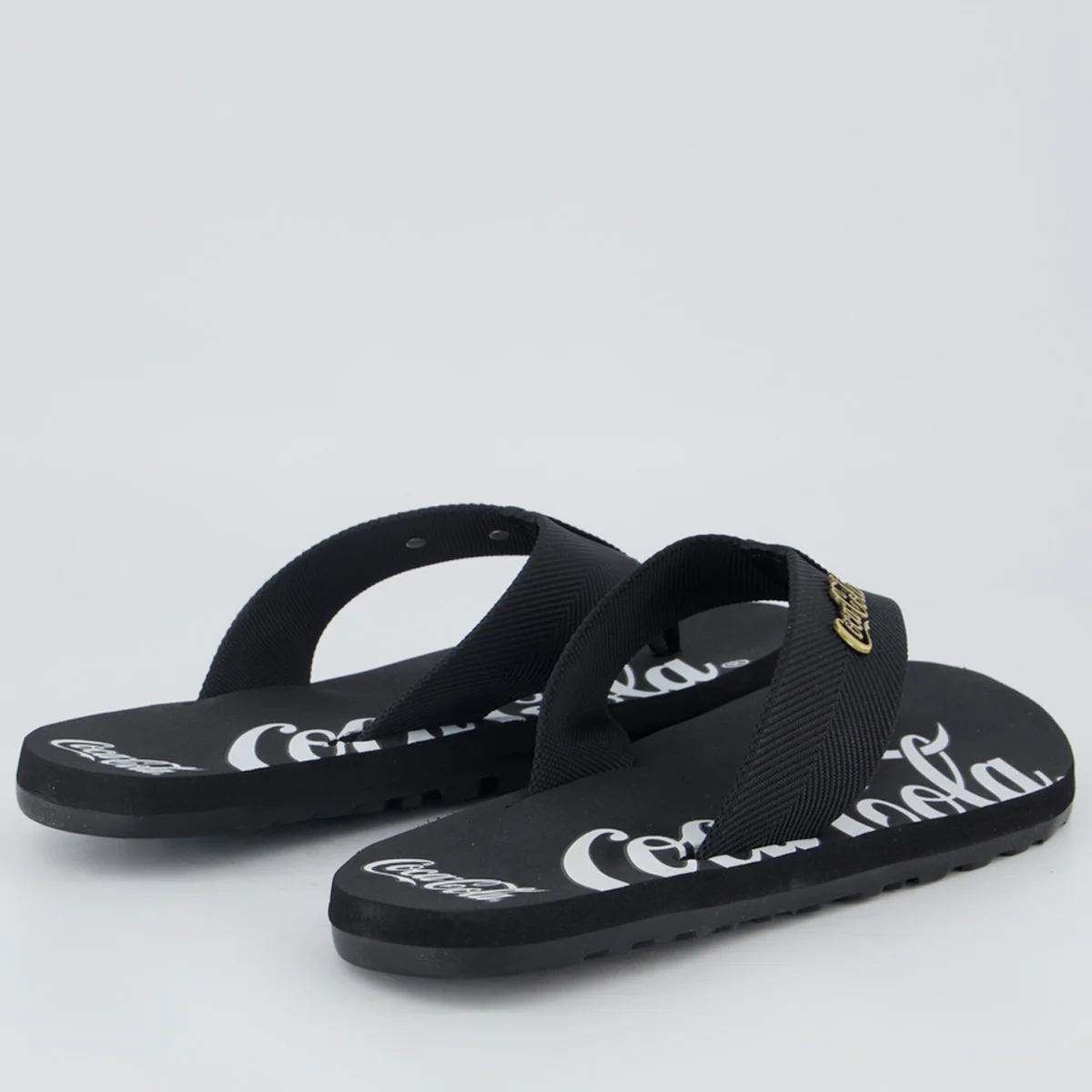 Chinelo Coca Cola Wave Spencerian Preto Preto 4