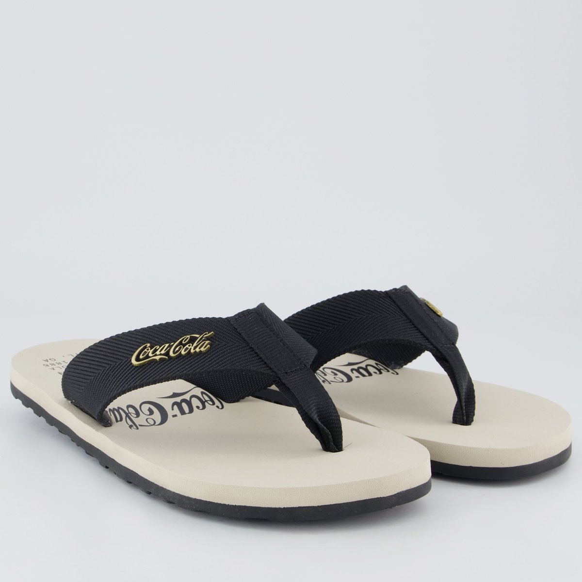 Chinelo Coca Cola Wave Alma Bege e Preto Bege 3