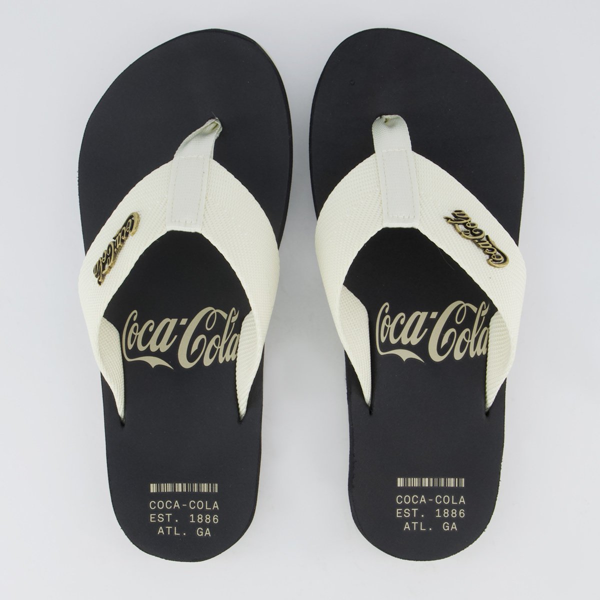 Chinelo Coca Cola Wave Alma Preto e Off White