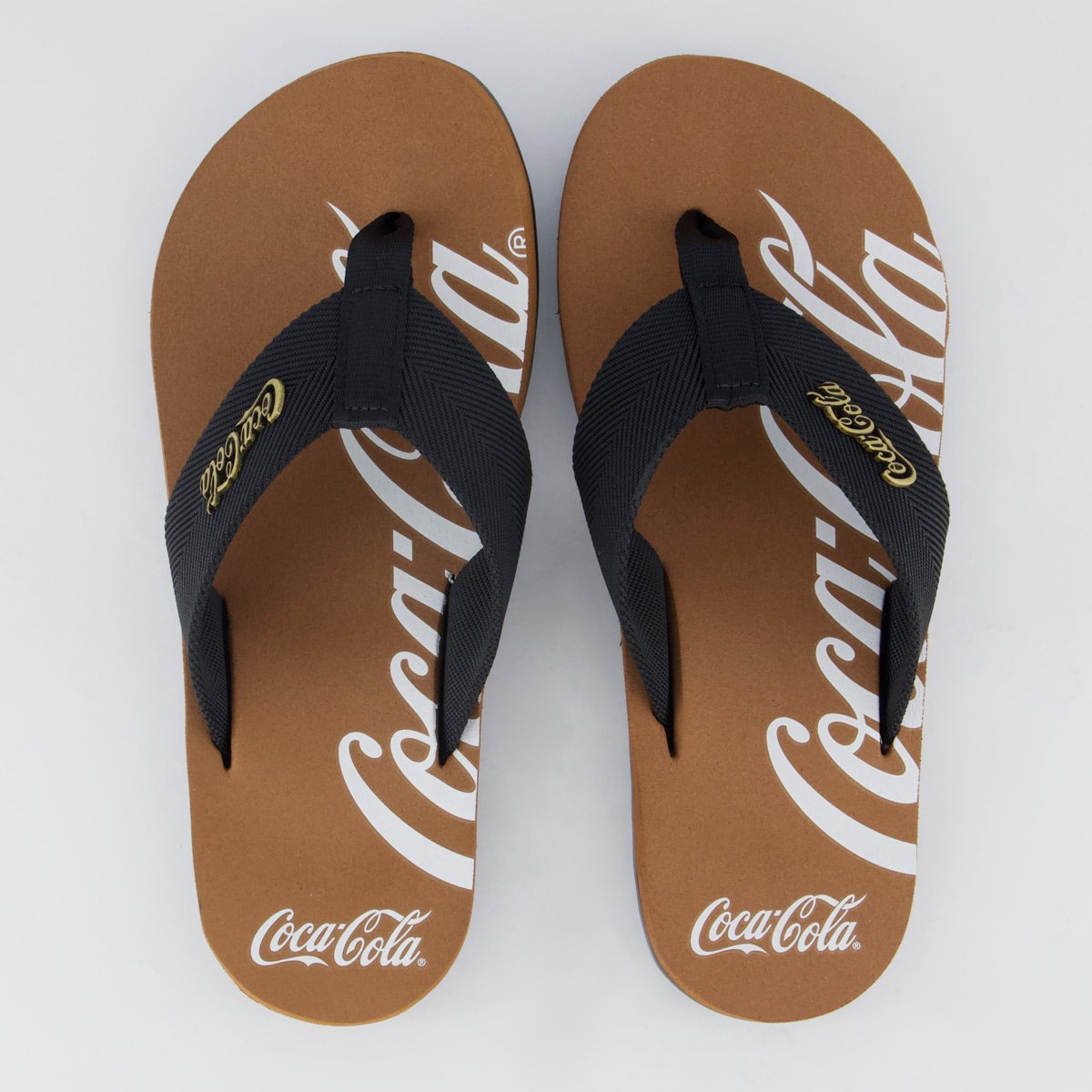 Chinelo Coca Cola Wave Spencerian Marrom e Preto